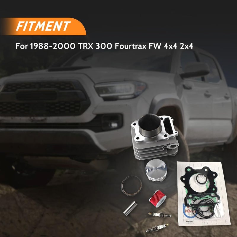 cycwer 74MM TRX 300 Cylinder Piston Gasket Top End Rebuild Kit For 1988-2000 TRX 300 Fourtrax FW 4x4 2x4 Cylinder Top End Rebuild Kit replaces 12000-HC4-000, 12100-HC4-000 - Image 2